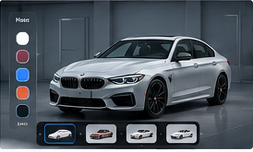 Generated conceptual UI render showing a car configurator product configurator