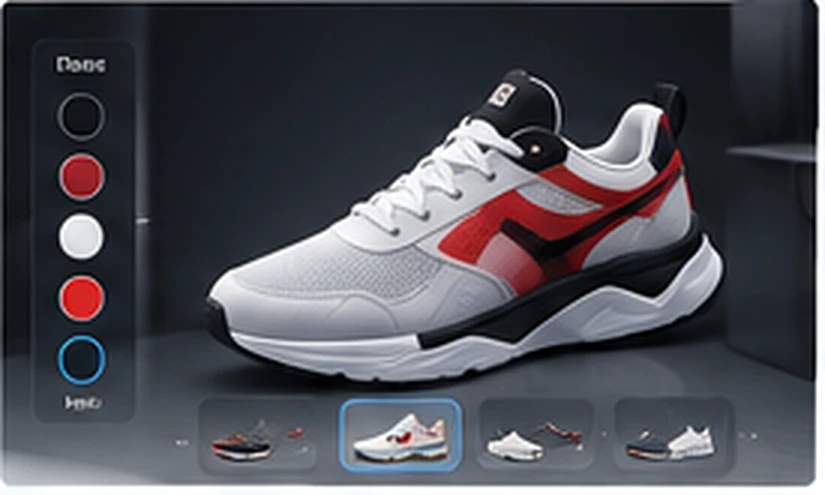 Generated conceptual UI render showing a sneaker customizer product configurator